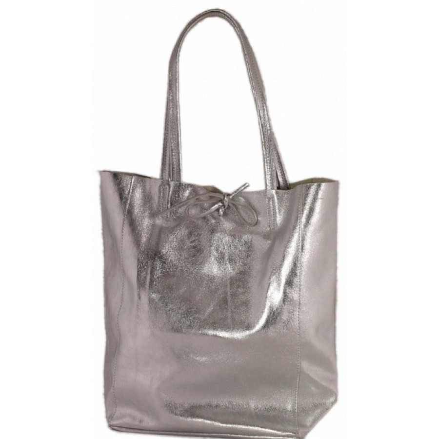 VERA Large Handbags | Vera Italy "Bibiana" Silver