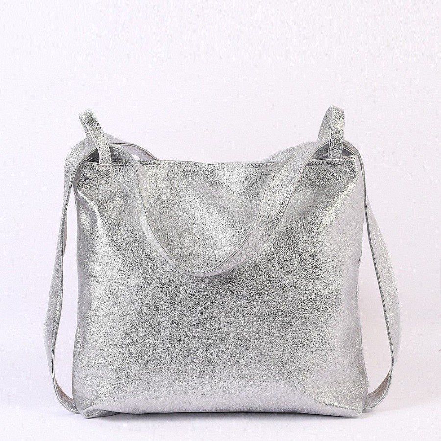 VERA Leather Backpacks | Vera Italy "Sanura" Silver