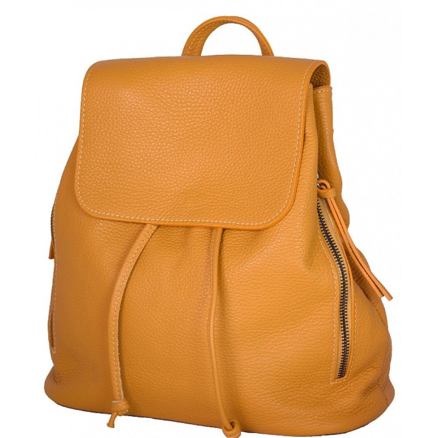 VERA Leather Backpacks | Vera Italy "Ortensia" Mustard