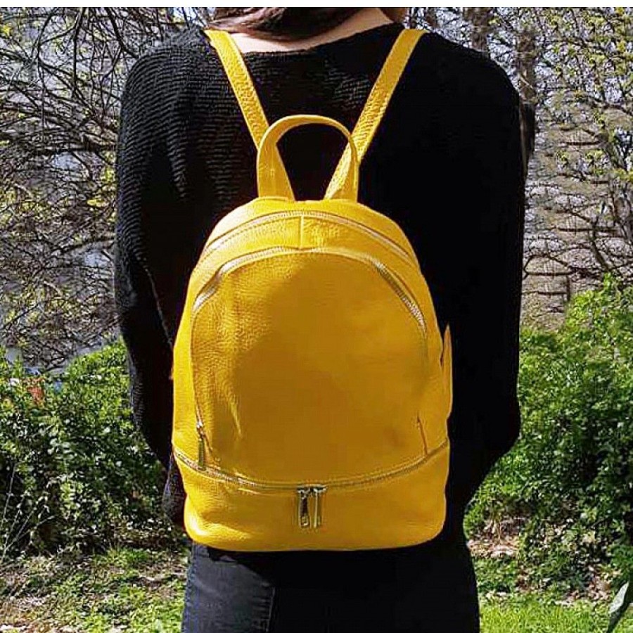 VERA Leather Backpacks | Vera Italy "Ibby" Mustard