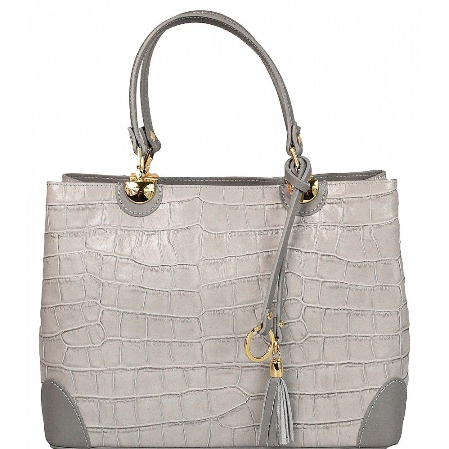 VERA Large Handbags | Vera Italy "Norianda" Light Grey