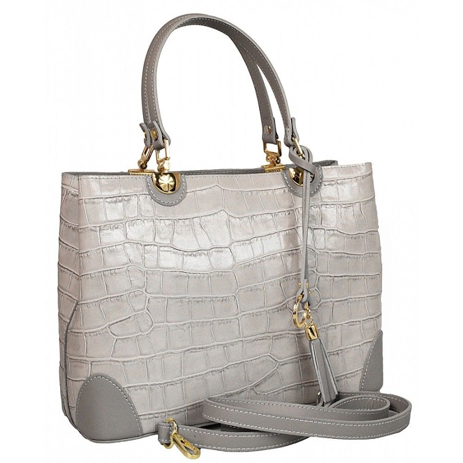 VERA Large Handbags | Vera Italy "Norianda" Light Grey