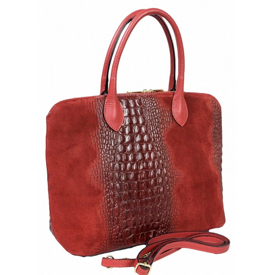 VERA Large Handbags | Vera Italy "Zebrine" Red