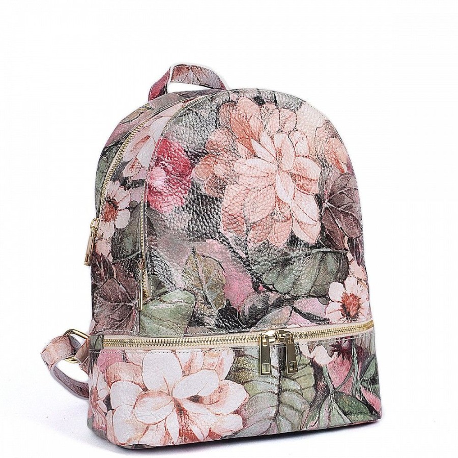 VERA Leather Backpacks | Vera Italy "Fortesa" Flower Print